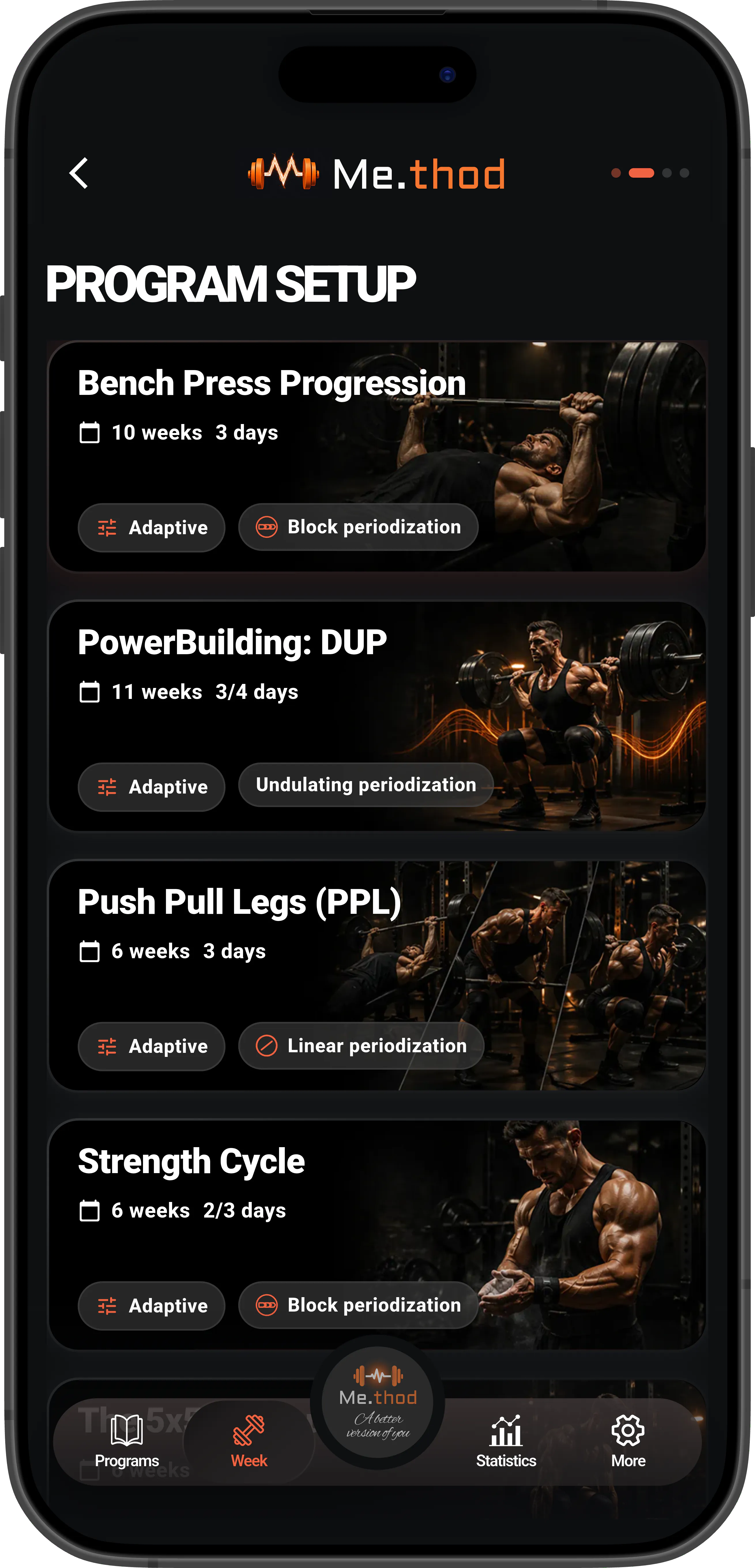 Setup screen